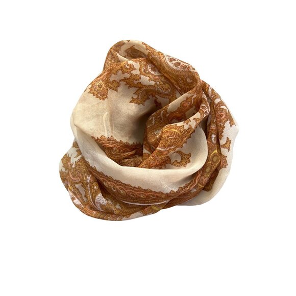 Vintage 70s Floral Paisley Rectangle Scarf Lightweight Neck Wrap Boho Retro - Picture 1 of 4